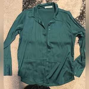 Women’s Abercrombie and Fitch dark green Button-Up satin Shirt